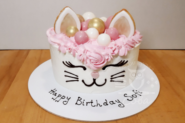Торт для дівчинки "Котик" | Торт на замовлення