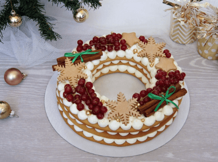Торт Різдвяний вінок на Новий рік | Торт на замовлення у Львові