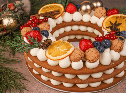 Торт Різдвяний вінок на Новий рік | Торт на замовлення у Львові